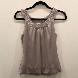 Silver Sleeveless Top with Detailed Neckline